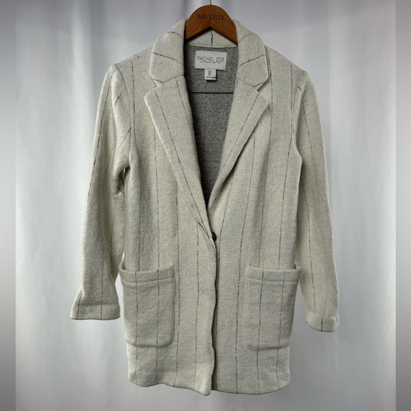 Rachel‎ Zoe Wool Blend Cream Stripe Blazer Size Small - Picture 1 of 7